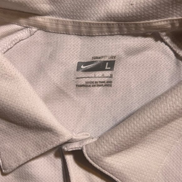 Nike Fit Dry Men Large White Black Short Sleeve 3 Button Collared Golf Polo (W) - Picture 6 of 8